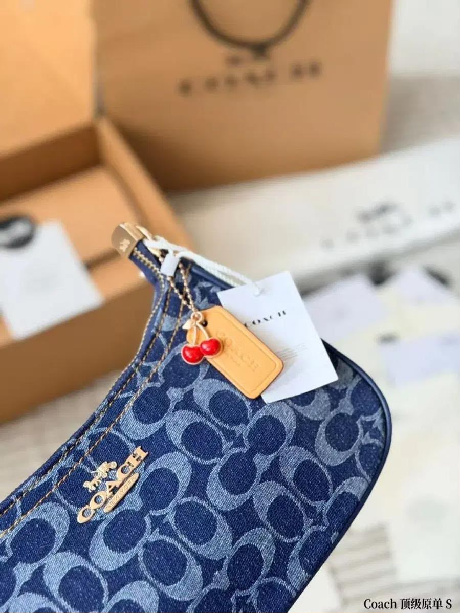 Coach Signature Denim Hobo Bag bottom view