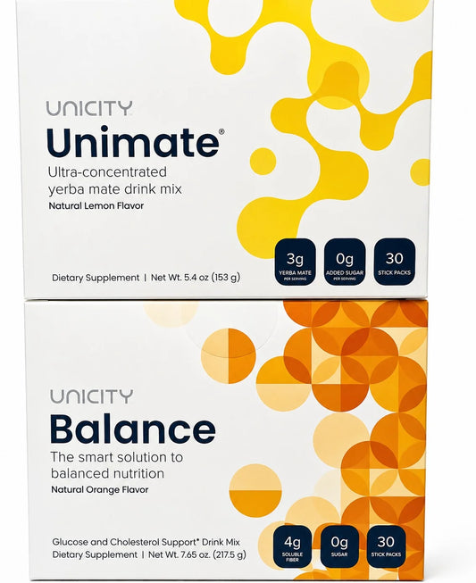 Unicity Feel Great Combo Pack – Unimate Lemon & Balance Orange Stick Packs (30 Count Each) Dietary Supplement