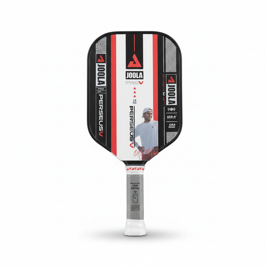 JOOLA Ben Johns Perseus Pro V Blaze Red 16mm Pickleball Paddle on a plain white background