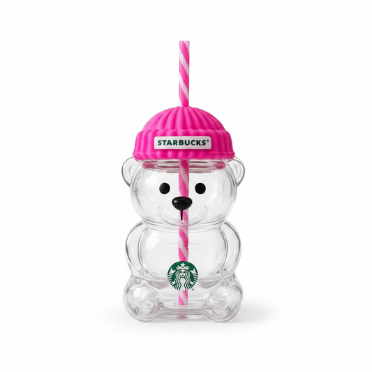 Starbucks Bearista Bear Glass Tumbler – Rose Red Edition