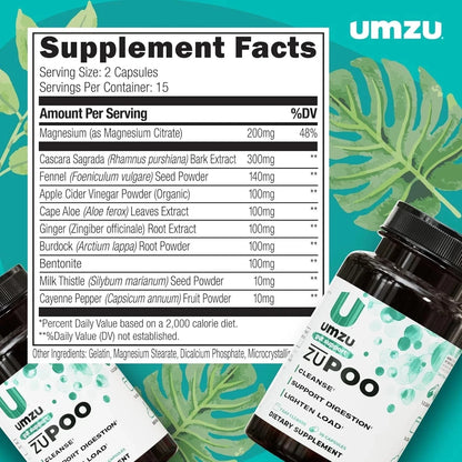 UMZU Zupoo Gut Support Colon Cleanse Dietry Supplement 30 Capsules